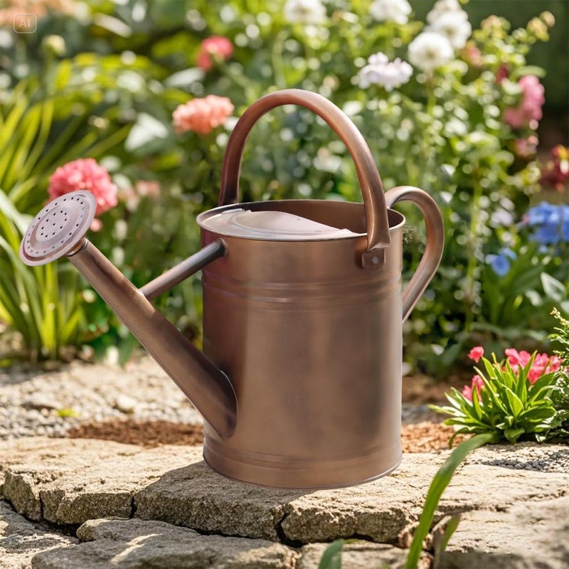 yourjoy Galvanized Metal Watering Can, One Gallon Watering Cans for Outdoor Indoor Garden Plants Watering with Luminous Panit - Image 2